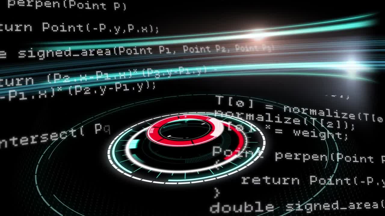 animación del procesamiento de datos sobre un fondo negro