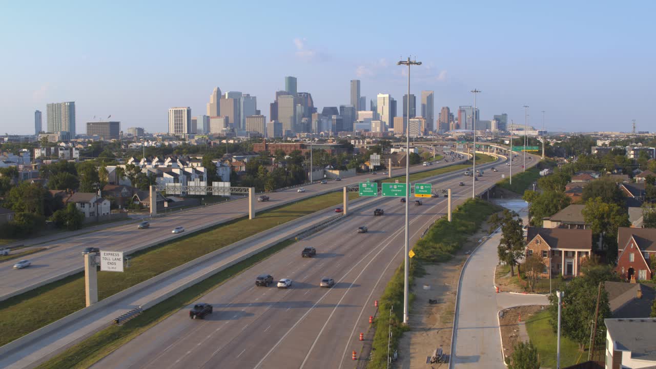 Elevated View of Houston's Highway Network and Downtown