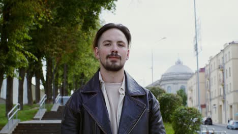 man in a leather jacket