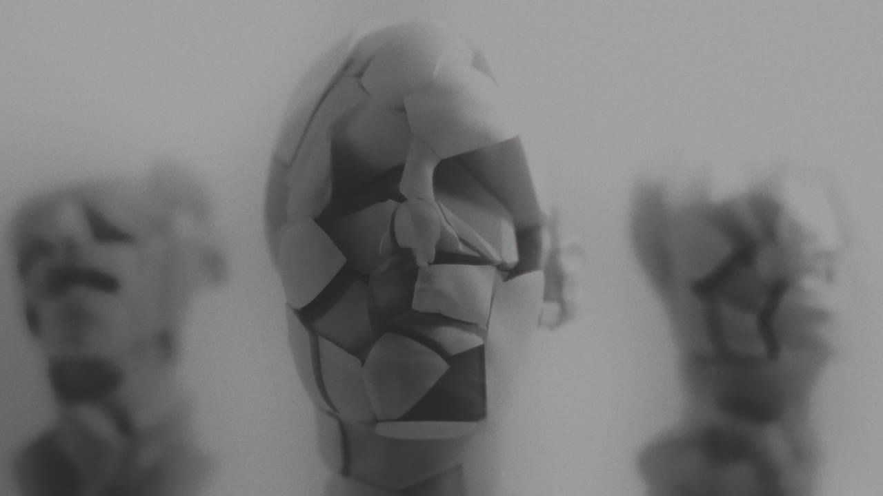 Broken mannequin head shells in xray