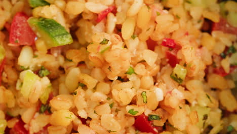 close-up of a bulgur salad