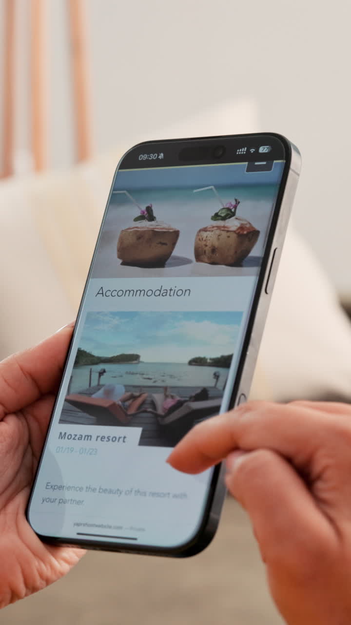 Smartphone displaying travel accommodation website
