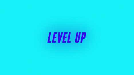 animación digital del texto de nivel hacia arriba contra círculos concéntricos coloridos en fondo azul