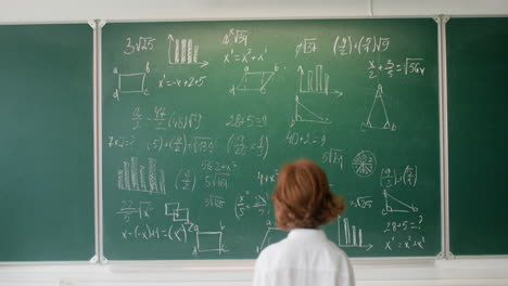 student looking at the chalkboard during math class.