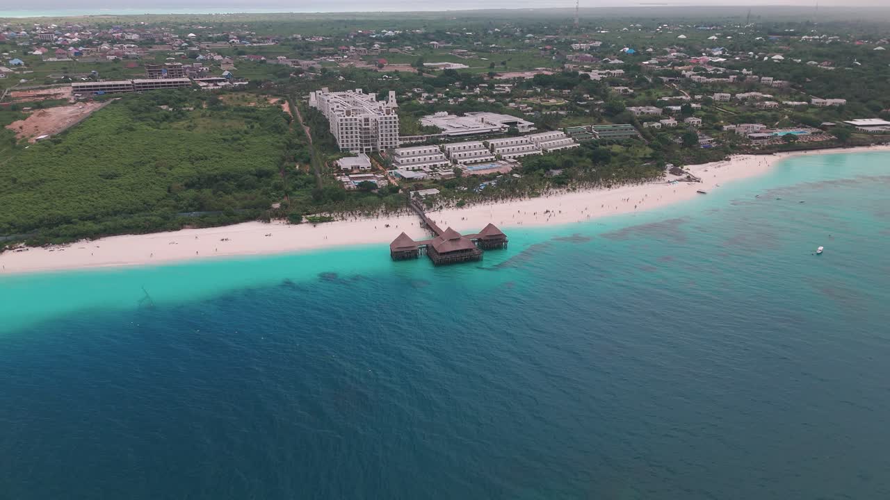 Beachfront Hotel Riu Jambo Along The Indian Ocean In Zanzibar, Tanzania. - aerial shot