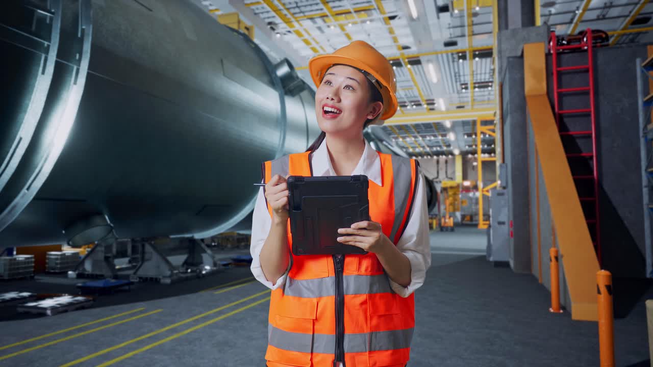 ingeniero inspeccionando el equipo en una instalación de fabricación