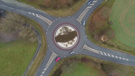 traffic circle - country roads, aerial view