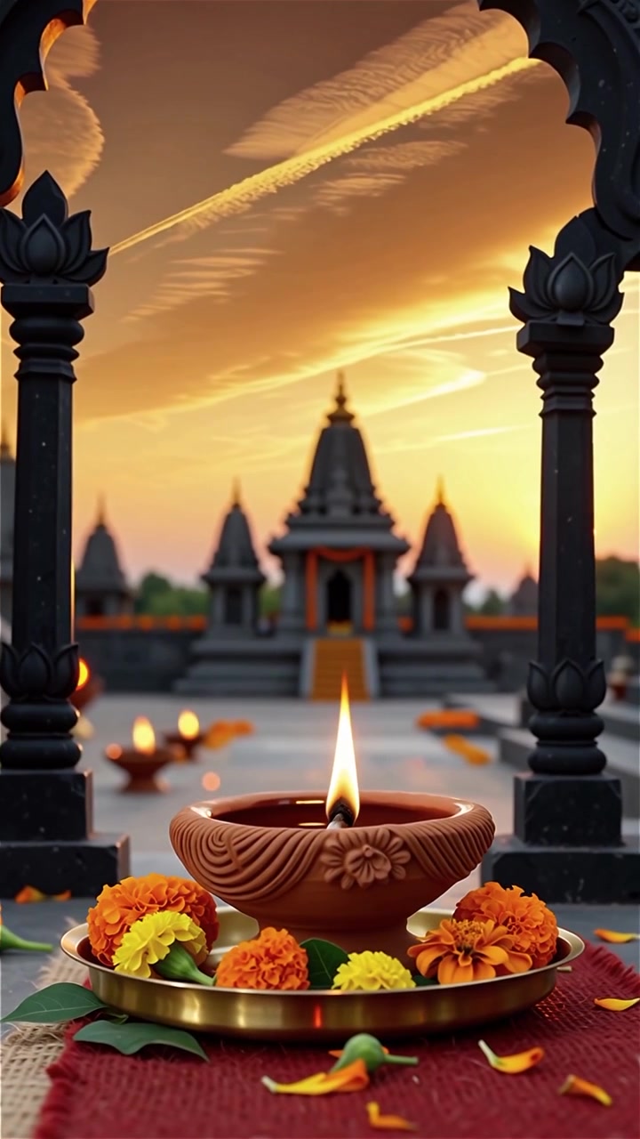 Sfondo del Festival Diwali con lanterne e decorazioni tradizionali Diyas.