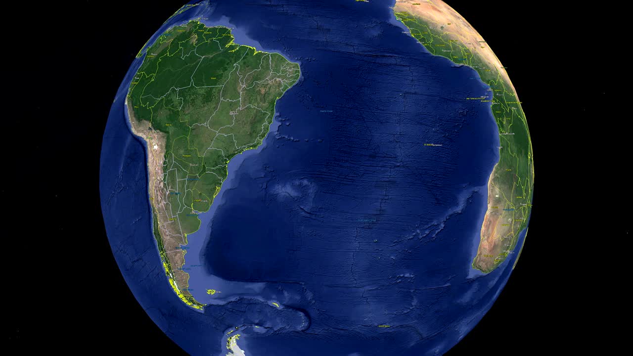 Uruguay with flag. 3d earth in space - zoom in Uruguay outer