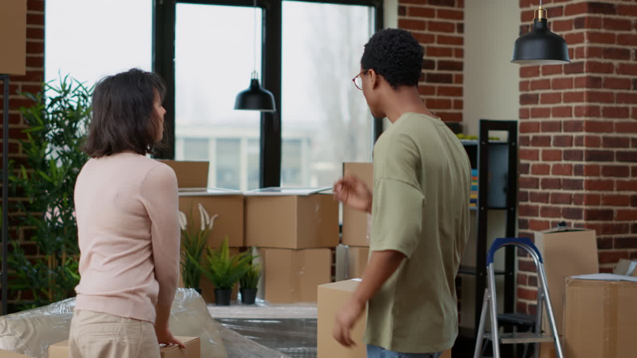 Husband and wife moving in rented real estate property