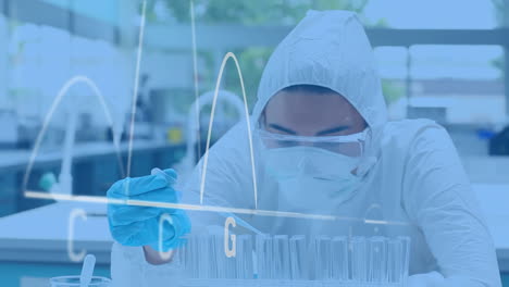 científico que estudia productos químicos en un laboratorio