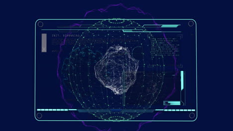 animación de barras de carga en la pantalla del escritorio sobre puntos conectados que forman un globo sobre un fondo negro