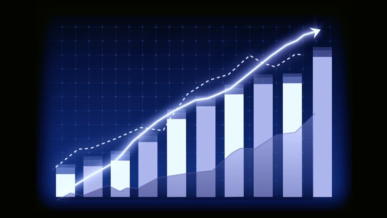 Business growth concept in allusive graph chart showing marketing sales profit