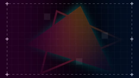 animation of squares moving over orange triangles on black background