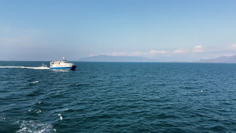 vessel sail for whale watching trip near coastline of iceland