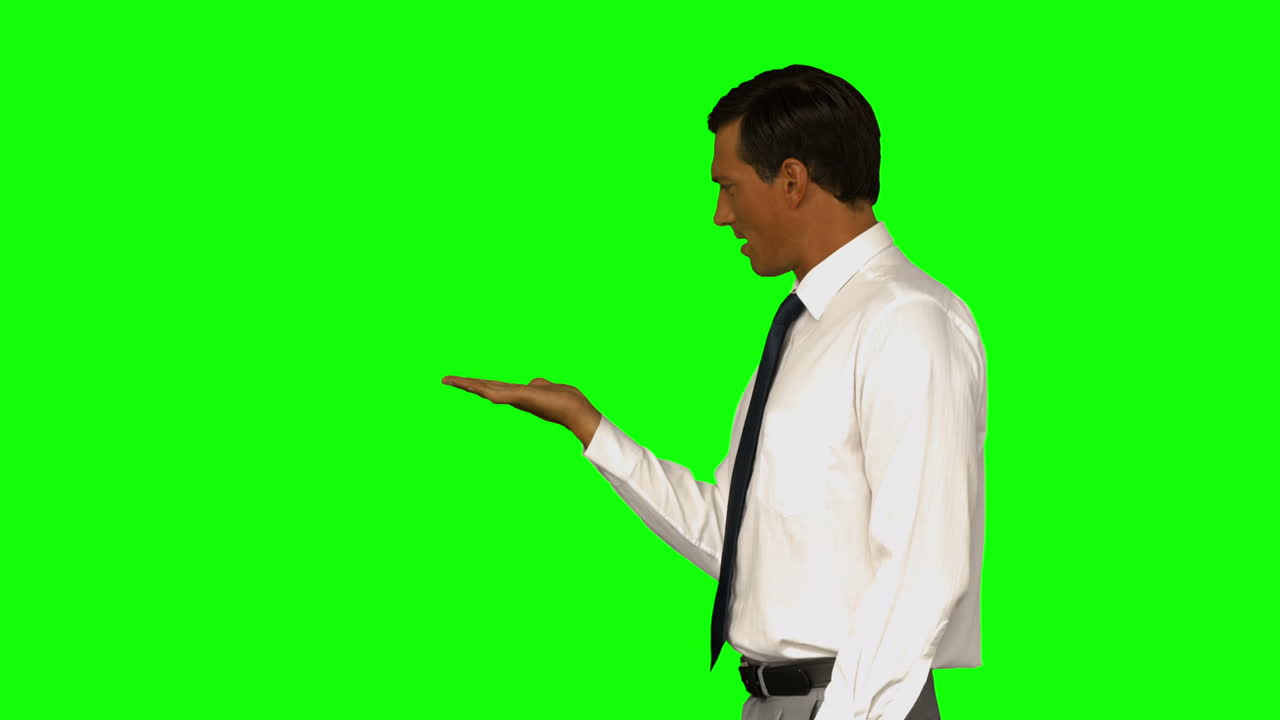 Businessman presenting with his hand