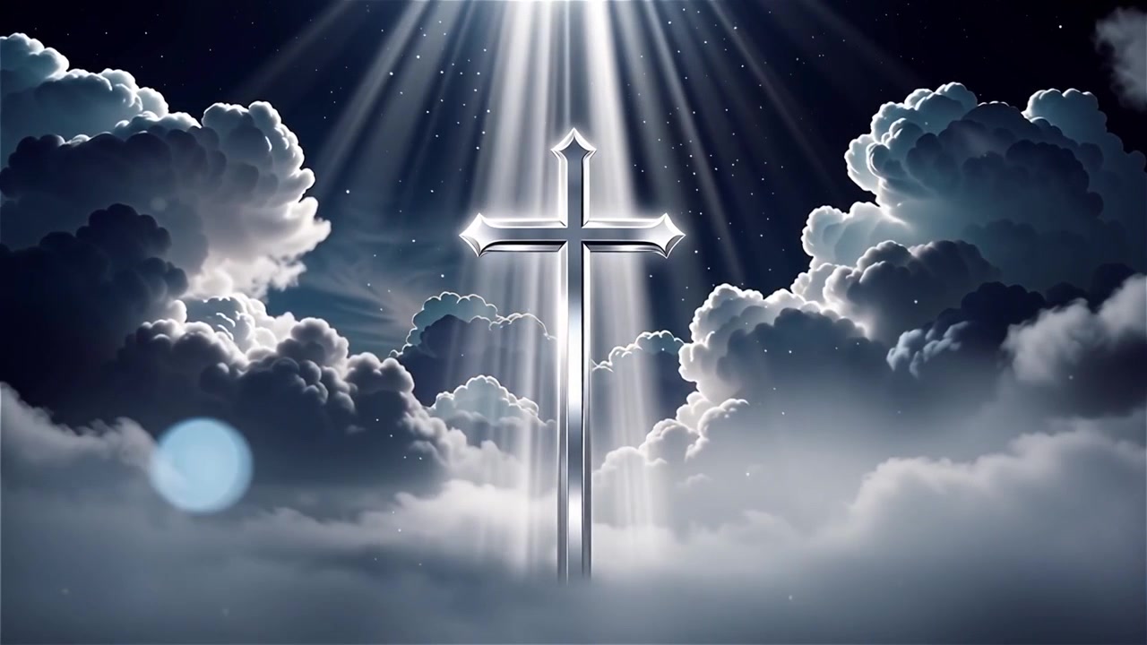 Christian Cross Heavenly Light Worship Background