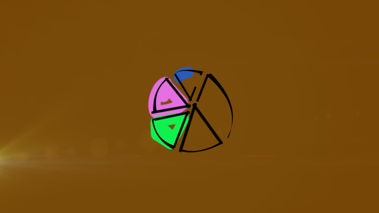 animación de las estadísticas del gráfico circular con puntos en fondo naranja