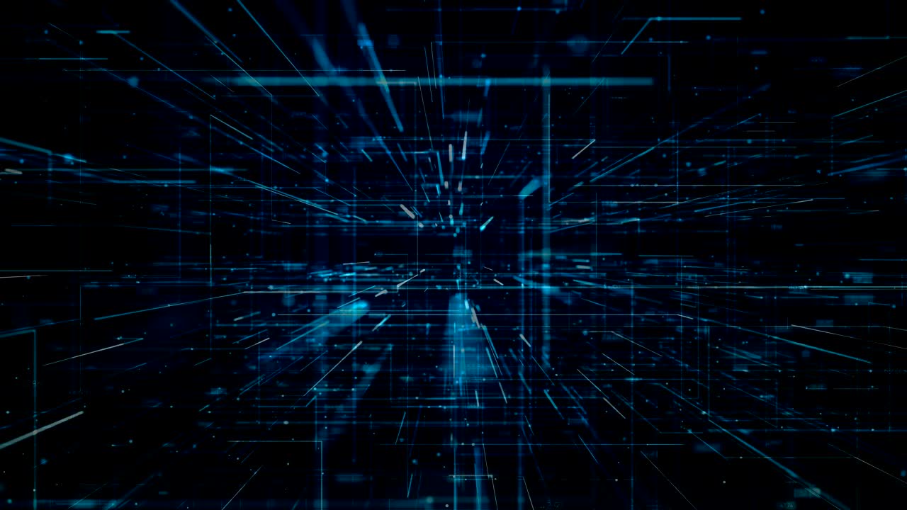 Seamless video with fly through abstract 3D rendering of a scientific technology data