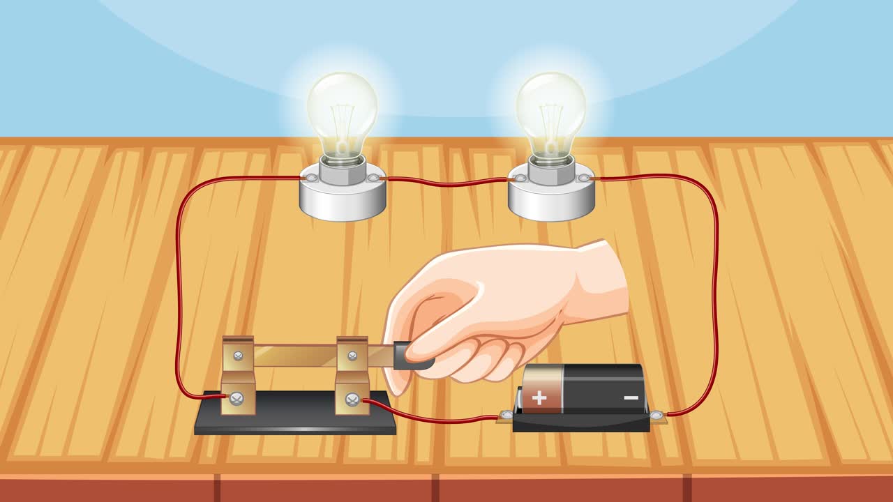 demostración secuencial de un circuito eléctrico básico.