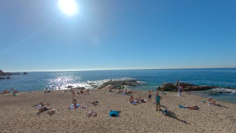 Lloret-De-Mar,-Strand.-Spanien-Mittelmeer.-Costa-Brava