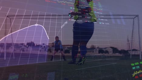 animación del procesamiento de datos sobre un jugador de rugby durante un partido de rugby en un estadio deportivo