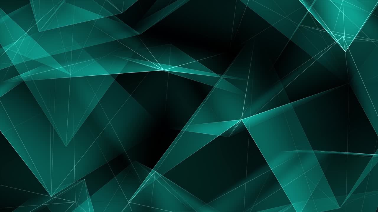 renderización 3d abstracta de formas poli bajas caóticas de bucle de fondo verde futurista.