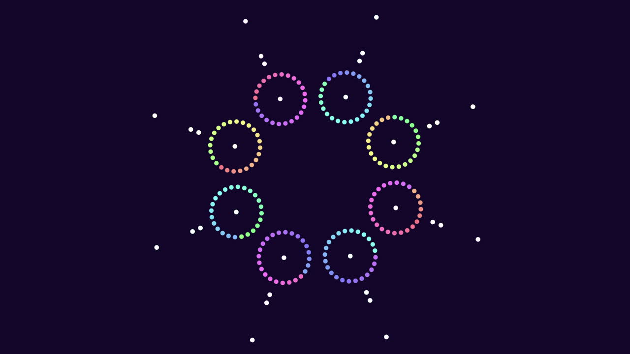 생동감 넘치는 원형 점 패턴은 숨겨진 의미가 있는 다채로운 디자인을 매료시니다.