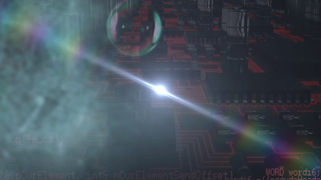 animación de puntos de luz sobre el procesamiento de datos