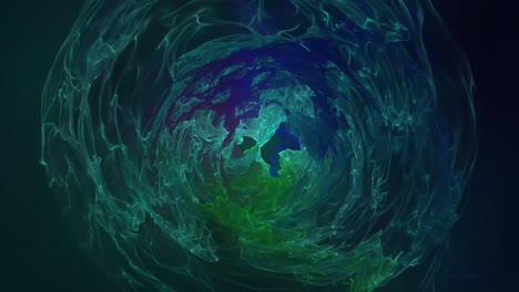 abstract swirling vortex of green, blue and purple