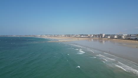 Playa-Saint-malo-Francia-Drone,-Aéreo,-Vista-Desde-El-Aire