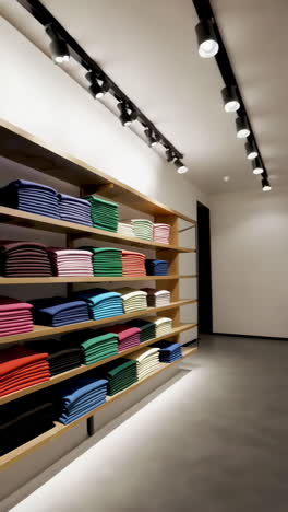 colorful t-shirts displayed on shelves in a clothing store