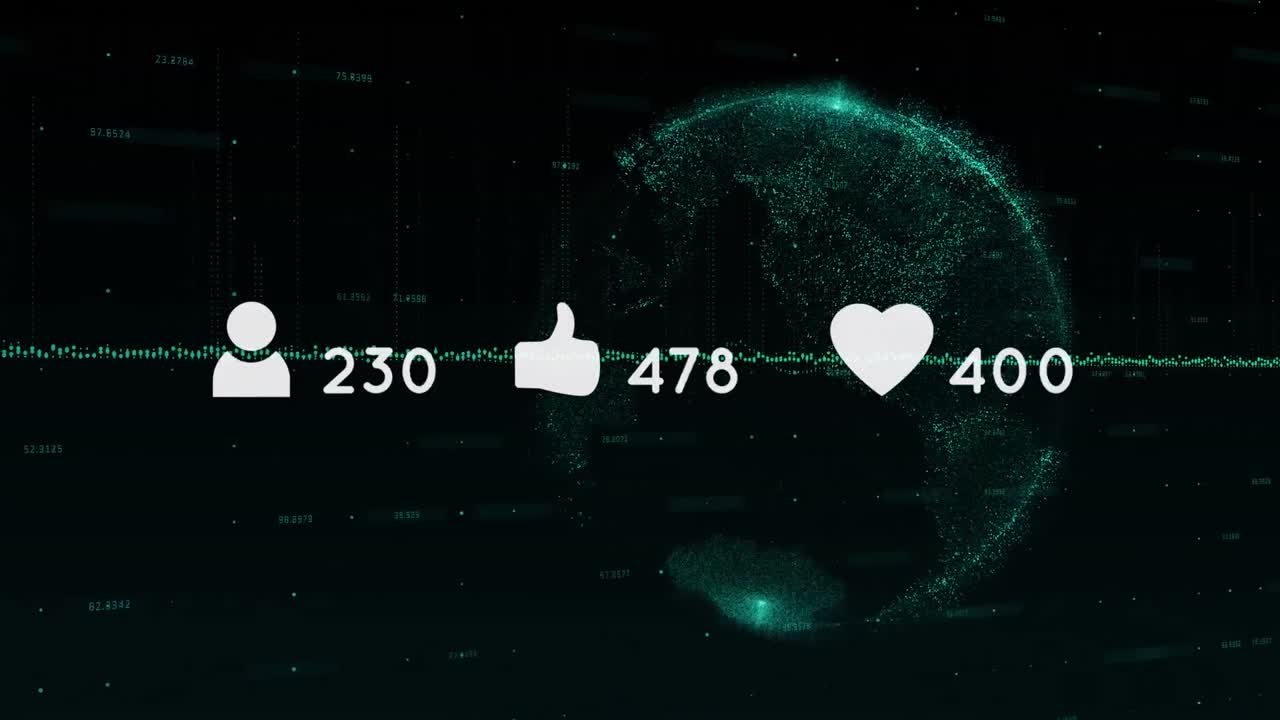 animación de las reacciones de las redes sociales en todo el mundo sobre un fondo negro