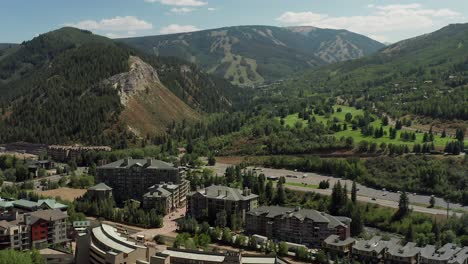 aerial drone view over avon, colorado