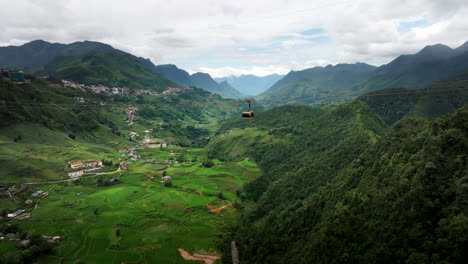 drone view of yellow gondola on sun world fansipan cable car ecotourism activity