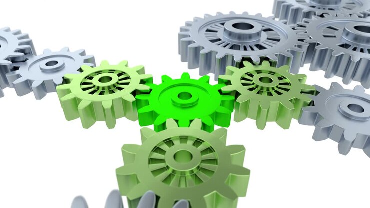 Linear Ride Under and Above Silver and Green big Gears