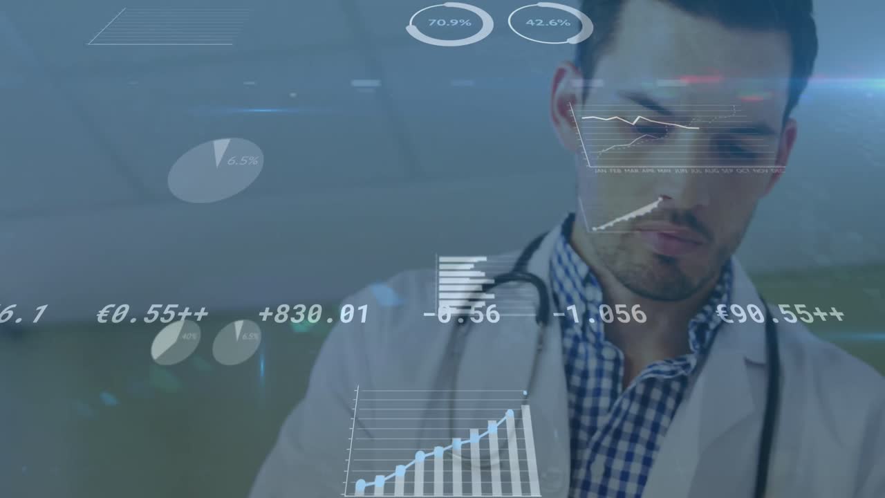 animación de las estadísticas y el procesamiento de datos sobre el médico masculino