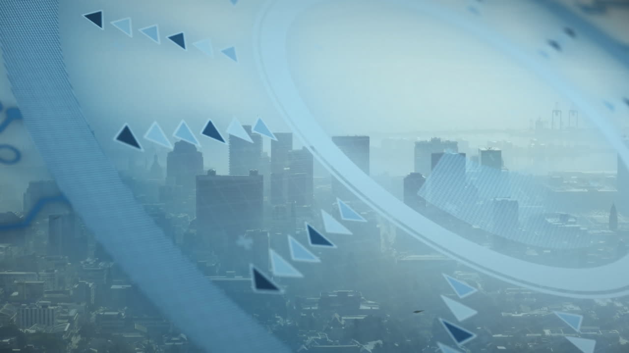 animación del escaneo del alcance sobre el paisaje urbano