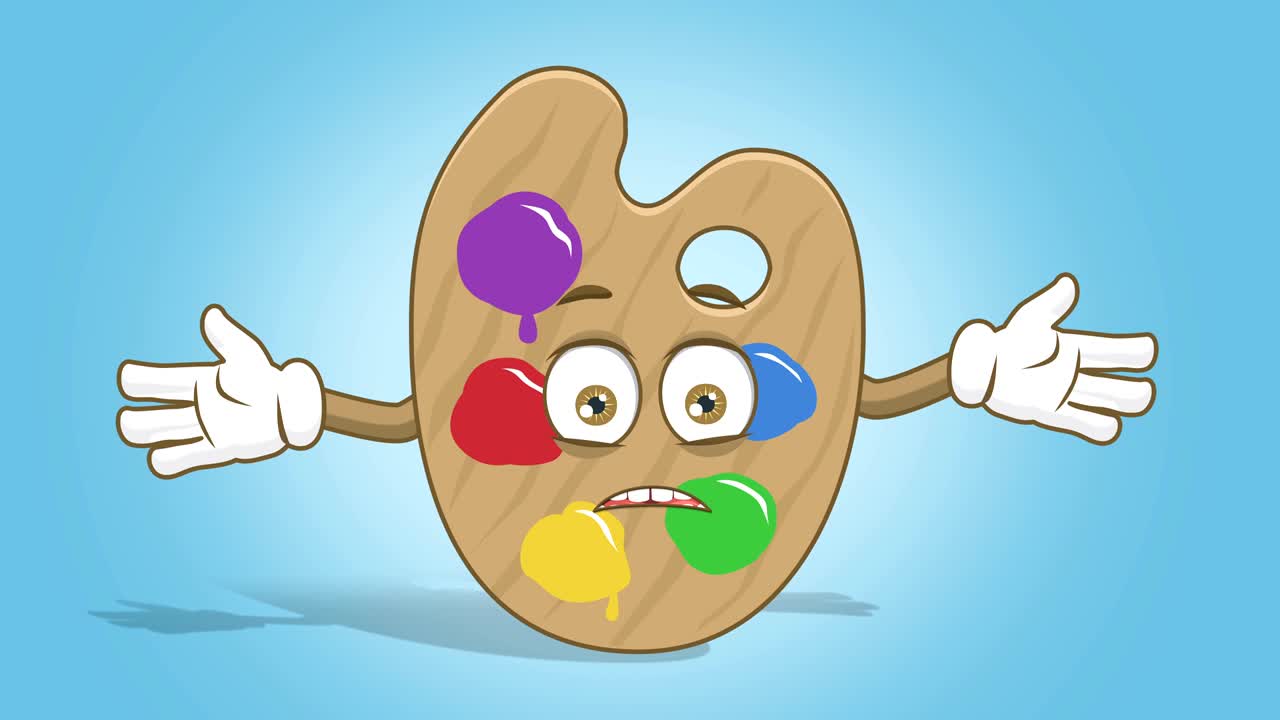 Cartoon Artist Color Palette Do Not Know Shrug with Face Animation Alpha Matte