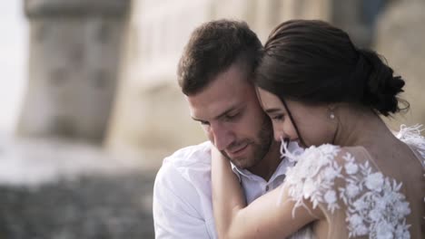 pareja enamorada, retrato de boda romántico