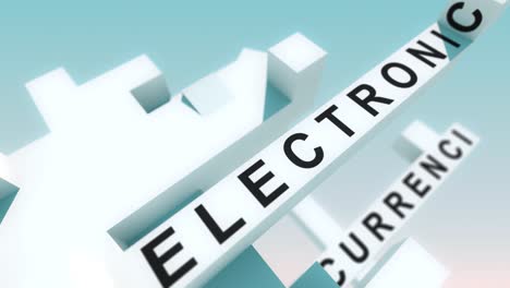 blockchain technology words animated with cubes
