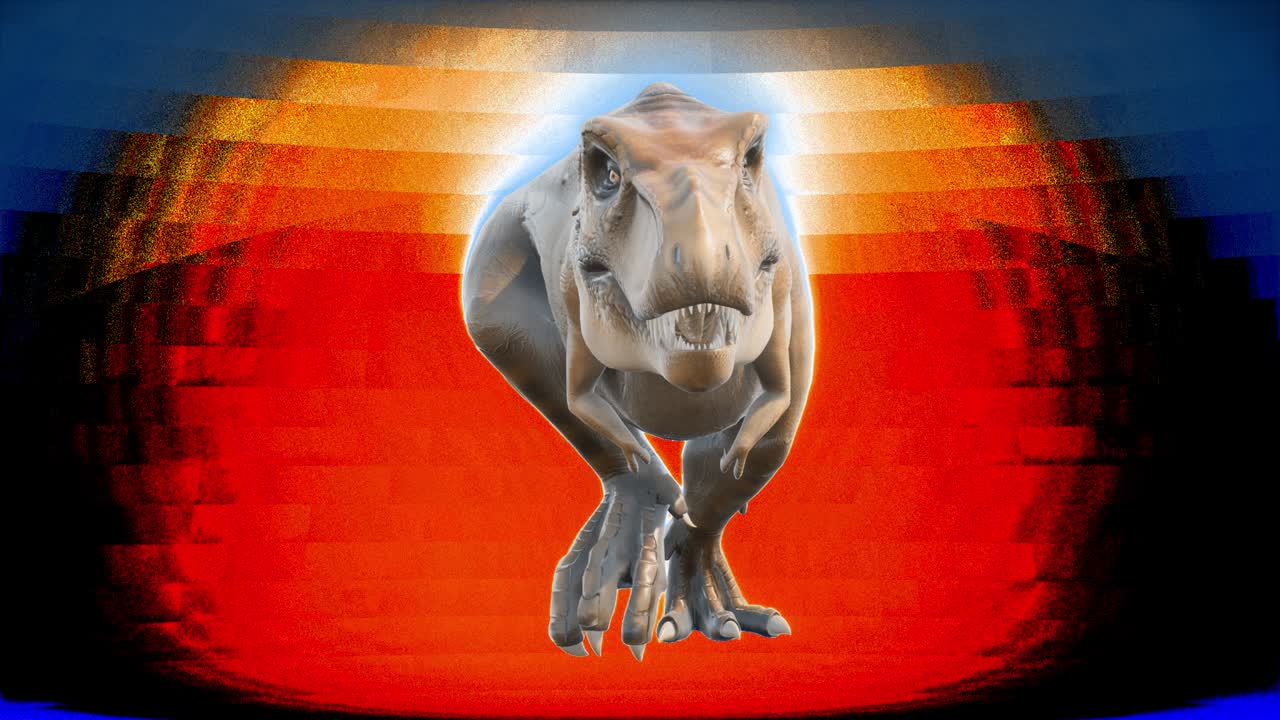 t-rex 공은 루프 모양의 원활한 애니메이션으로 실행됩니다. 알파 채널과 함께 고립된 배경에서 파충류. 역사, 자연 및 동물 배경에 대한 애니메이션.