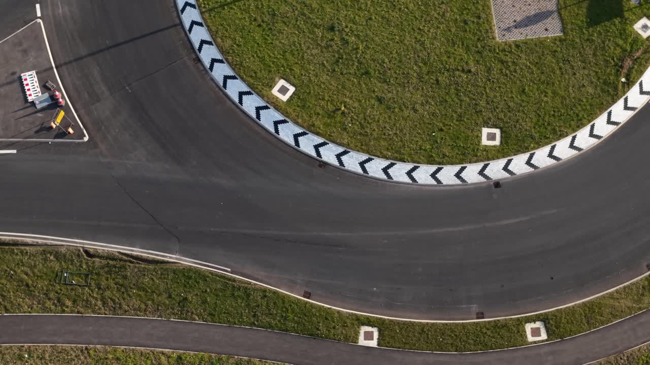 Aerial view of roundabout on A41 in Waddesdon, United Kingdom, modern traffic flow design and urban road infrastructure