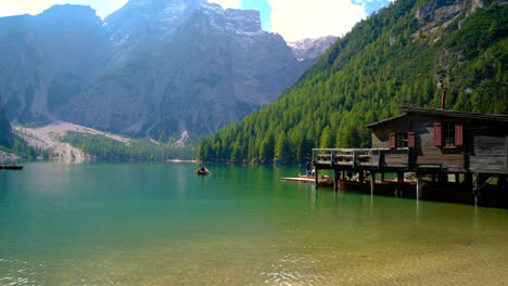 braies lake in dolomites mountains seekofel, italy