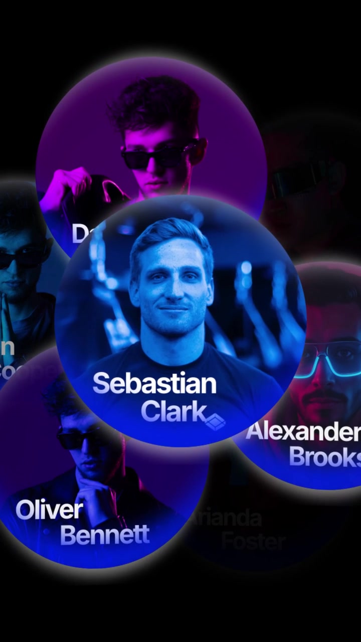Clustered Neon Profile Carousel Vertical After Effects Template