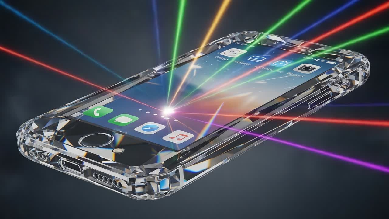 Vibrant Laser Light Display Emitted from a Cutting-Edge Smartphone Case, Showcasing a Fusion of Technology and Aesthetics in an Engaging Visual Experience