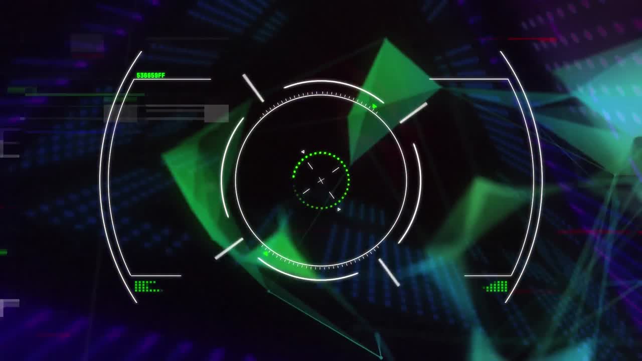 animación de escaneo de alcance y formas que se mueven sobre el túnel digital.