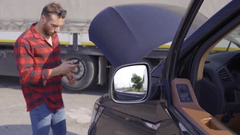 coche defectuoso, línea de apoyo.