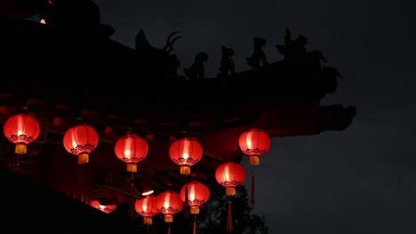 colorful glowing red chinese lantern hanging high