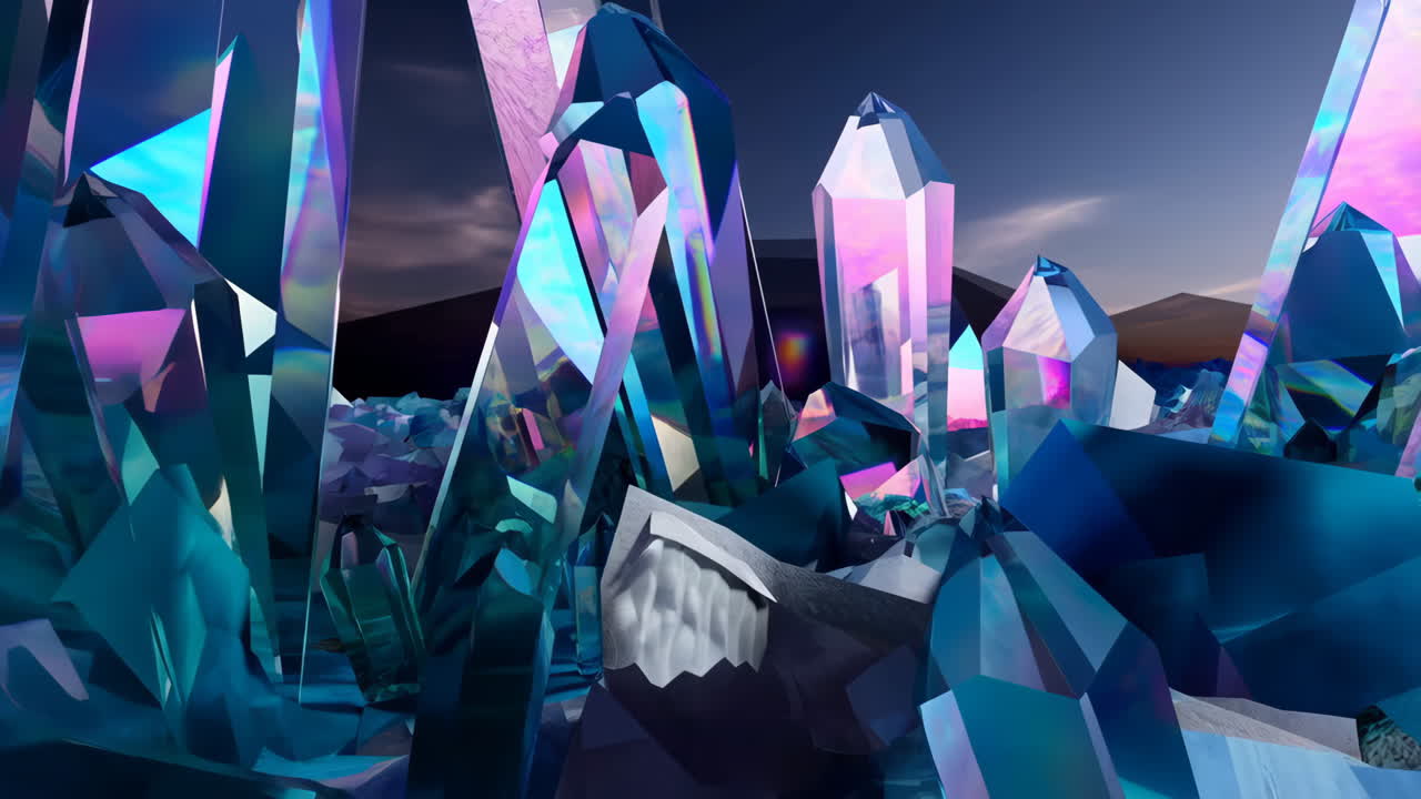 Vibrant Crystalline Landscape with Iridescent Colors